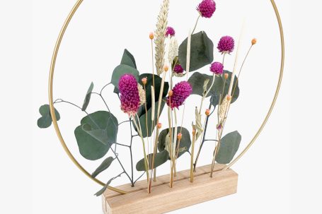Flowerboard Blumen mit Holzhalter und Metallring